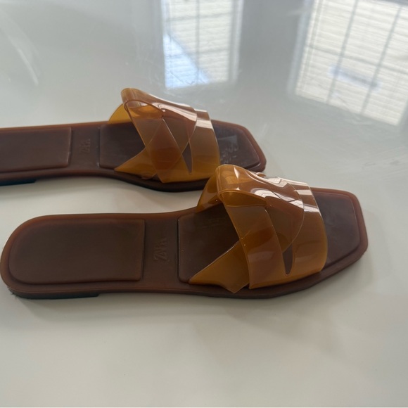 Zara Brown Sandals Minimalist Slip-On Design 39 - Picture 2 of 9